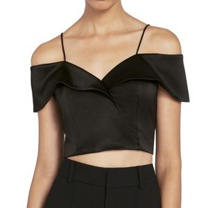 Alice and Olivia Haydee Cold Shoulder Crop Top